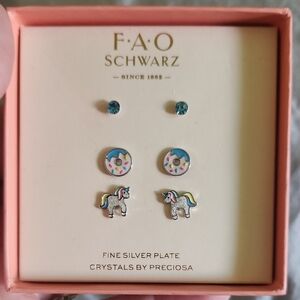 FAO Schwarz Unicorn and Donut Kids Earring Set - Multicolor